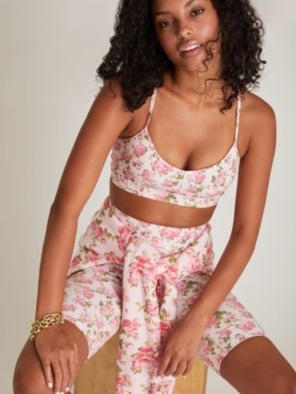 LoveShackFancy & Bandier Limited Edition Sports Bra In Pink Peony | Medium
